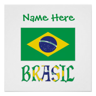 Poster Drapeau du Brésil et Brésil Personnalisé