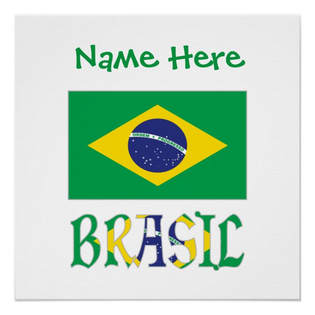 Poster Drapeau du Brésil et Brésil Personnalisé  (Devant)