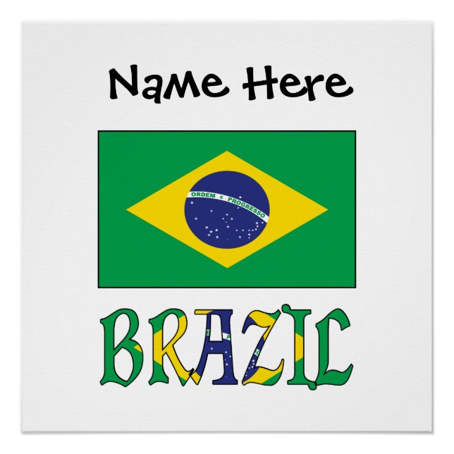 Poster Drapeau du Brésil personnalisé (Devant)