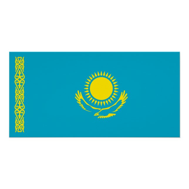 Poster Drapeau du Kazakhstan (Devant)