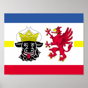 Poster Drapeau du Mecklembourg-Poméranie occidentale