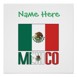 Poster Drapeau du Mexique personnalisé