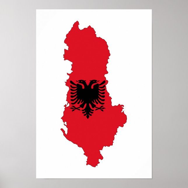 Poster drapeau du pays albanie symbole de forme silhouett (Devant)