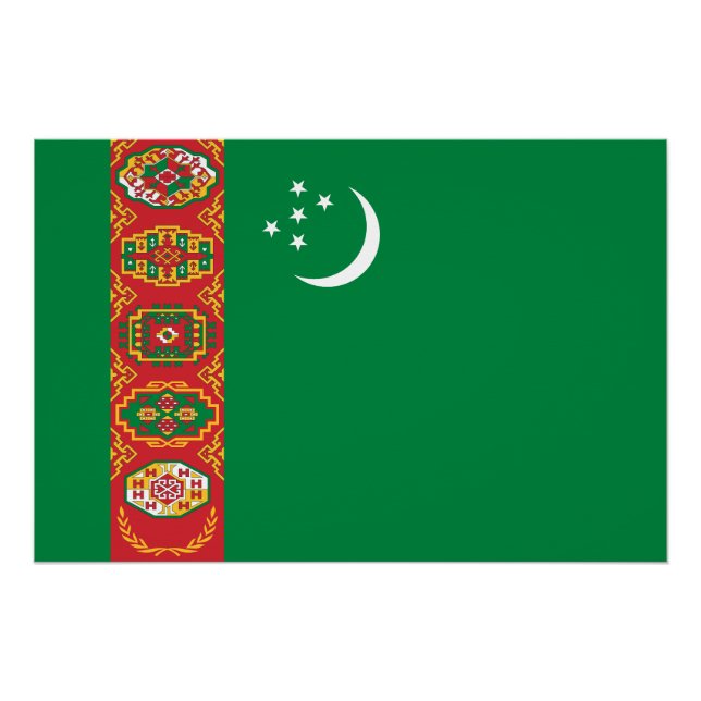 Poster Drapeau du Turkménistan (Devant)