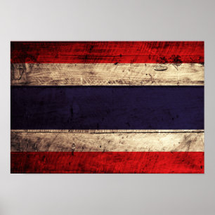 Poster Drapeau en bois de Thaïlande