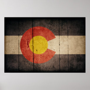 Poster Drapeau en bois robuste du Colorado