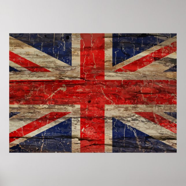 Poster Drapeau en bois Vintage Union Jack (Devant)