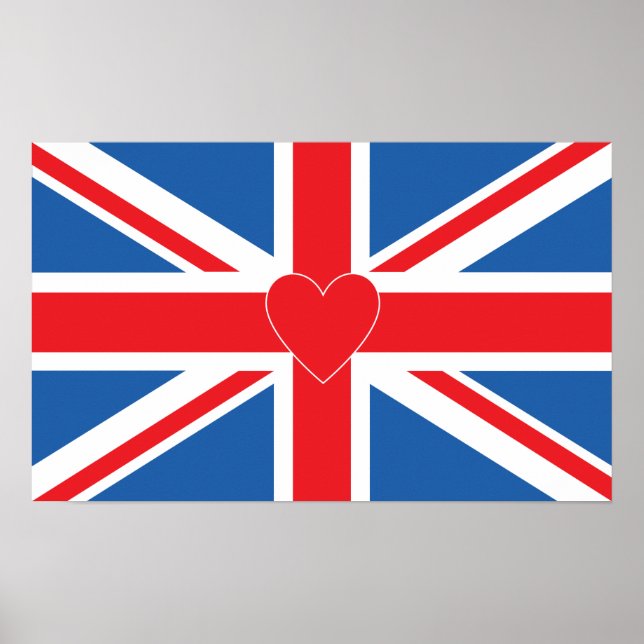 Poster Drapeau et coeur Union Jack (Devant)