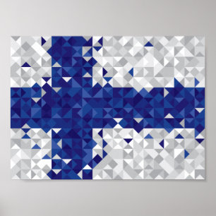 Poster Drapeau finlandais Abstrait, couleurs finlandaises