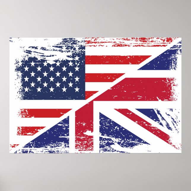 Poster Drapeau Grunge Anglais Américain (Devant)