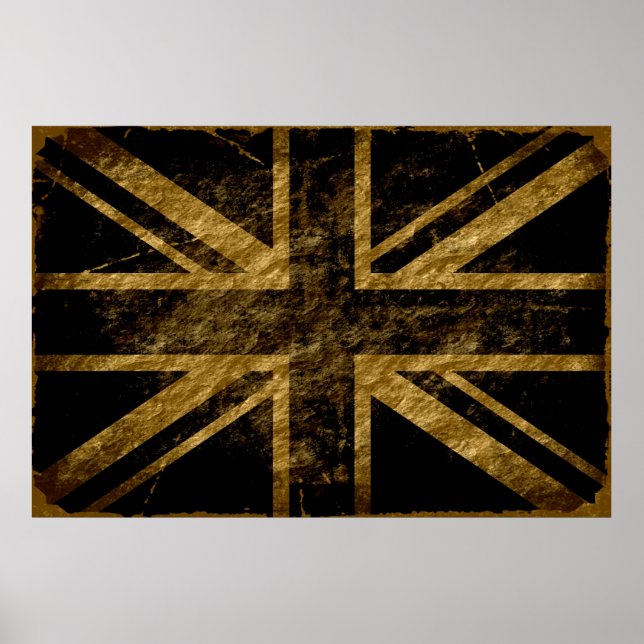 Poster Drapeau Grunge Royaume-Uni 4 (Devant)