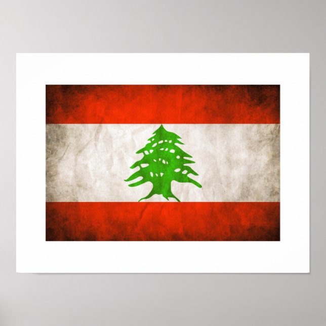 Poster Drapeau Grungy Lebanon (Devant)