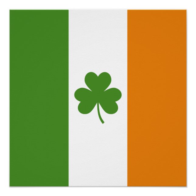 Poster Drapeau irlandais de la Saint Patrick avec Shamroc (Devant)