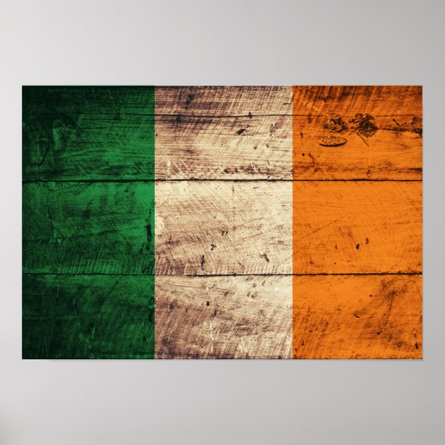 Poster Drapeau Irlande en bois (Devant)