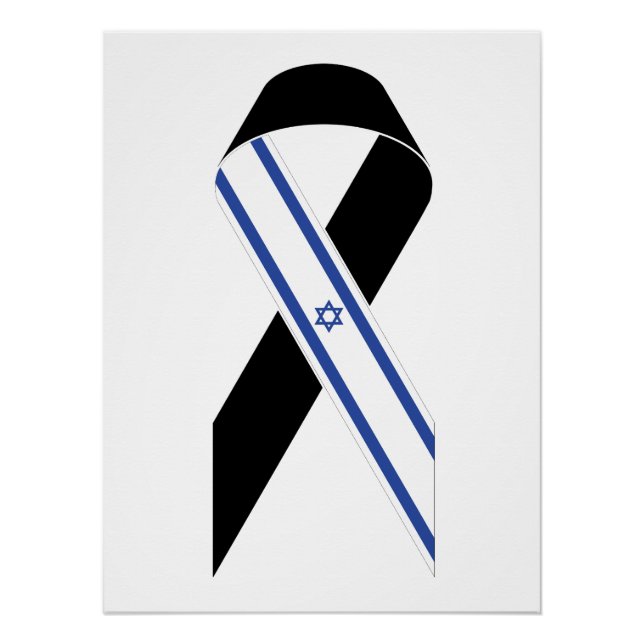 Poster Drapeau israélien ruban noir (Devant)