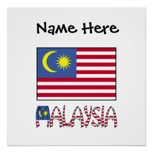 Poster Drapeau malaisien noir personnalisé Malaisie 