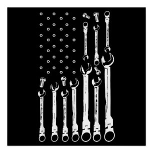 Poster Drapeau mécanique Drapeau patriotique américain Mé