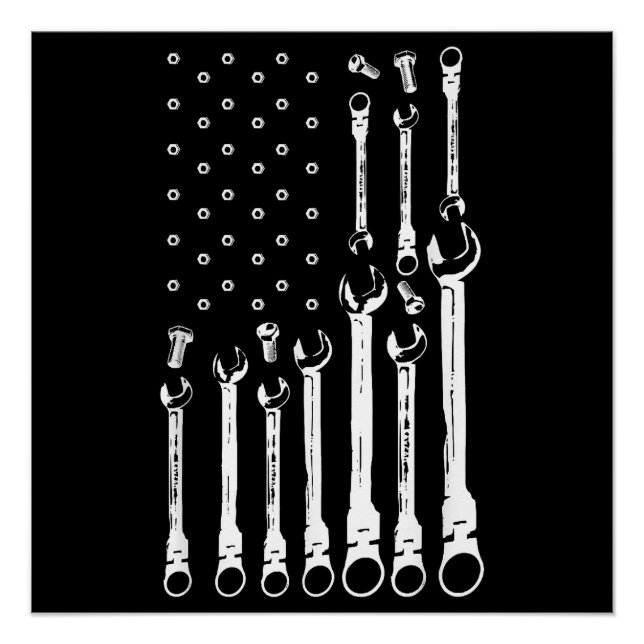 Poster Drapeau mécanique Drapeau patriotique américain Mé (Devant)