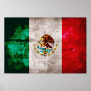 Poster Drapeau mexicain patiné