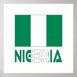 Poster Drapeau nigérian et Nigeria