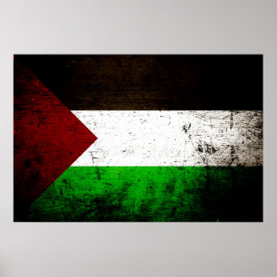 Poster Drapeau noir Grunge Palestine