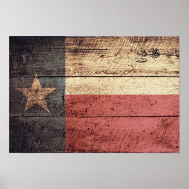 Poster Drapeau Old Wood Texas (Devant)