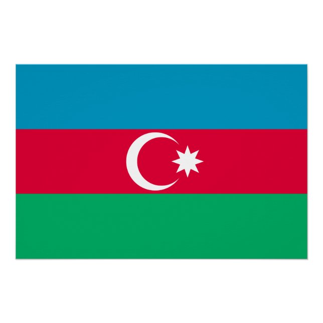 Poster Drapeau patriotique azerbaïdjanais (Devant)
