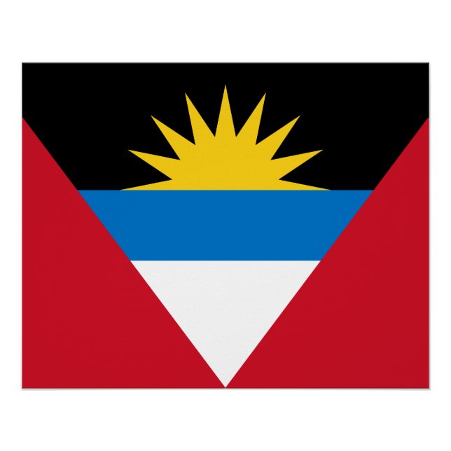 Poster Drapeau patriotique d'Antigua-et-Barbuda (Devant)