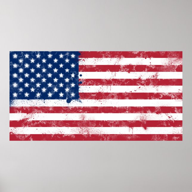 Poster Drapeau peint des Etats-Unis (Devant)