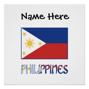 Poster Drapeau philippin et philippin personnalisé