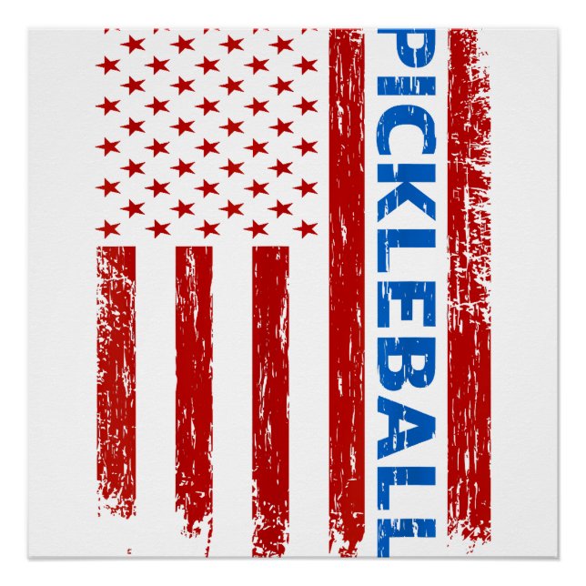 Poster Drapeau Pickleball - Jeu de raquette Pickleball Am (Devant)