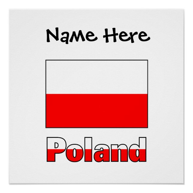 Poster Drapeau polonais de Pologne Personnalisation noire (Devant)