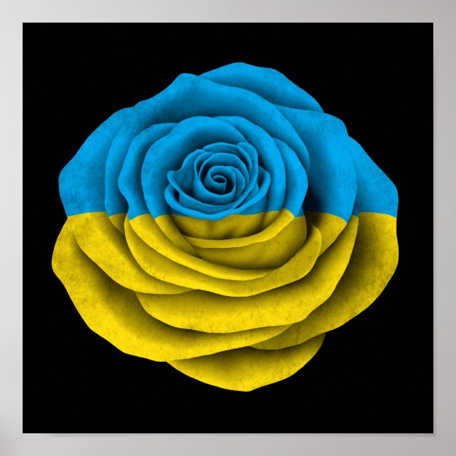 Poster Drapeau Rose ukrainien noir (Devant)