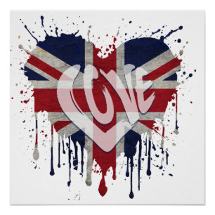 Poster Drapeau Royaume-Uni d'amour