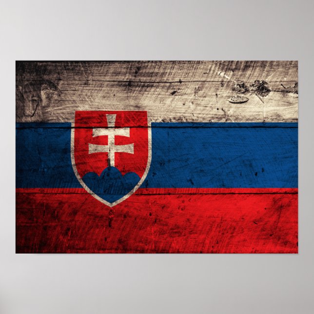 Poster Drapeau Slovaquie en bois ancien (Devant)