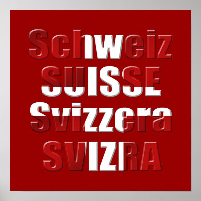 Poster Drapeau suisse des langues officielles Cadeau (Devant)
