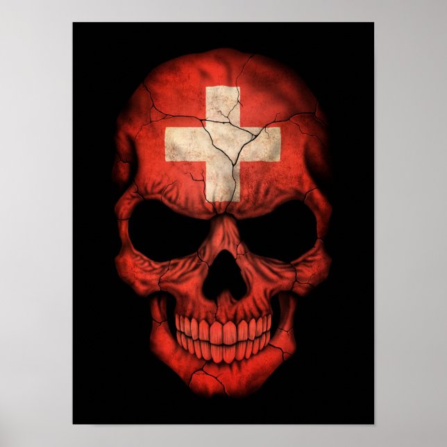 Poster Drapeau suisse en noir (Devant)