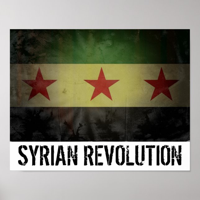 Poster Drapeau syrien "révolution syrienne" grungy (Devant)
