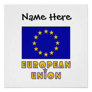Poster Drapeau UE Union européenne Personnalisation noire