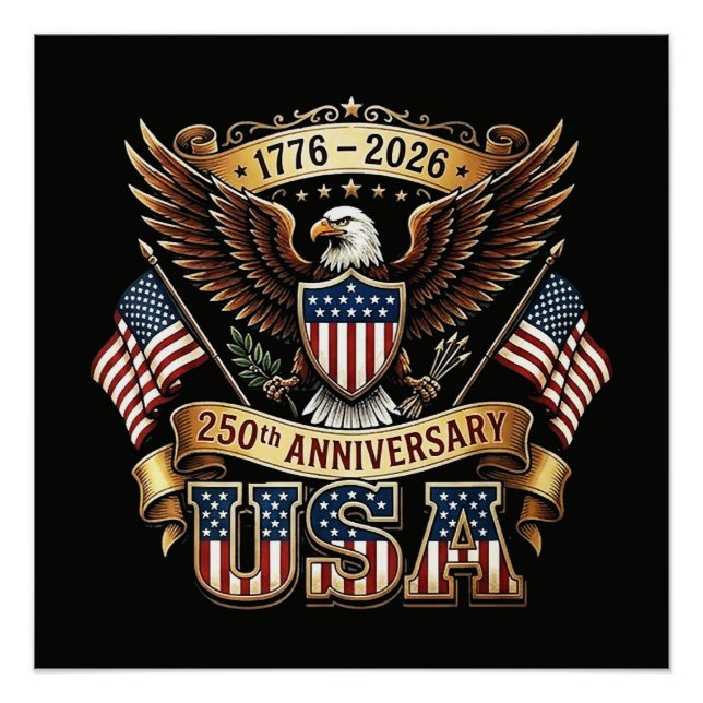 Poster Drapeau USA 250e anniversaire 250 ans d'Amérique (Devant)