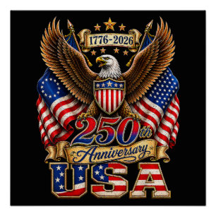 Poster Drapeau USA 250e anniversaire 250 ans d'Amérique