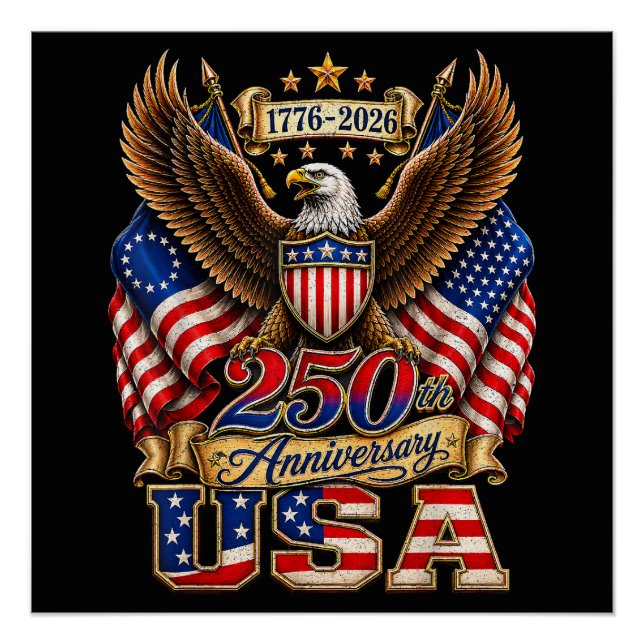 Poster Drapeau USA 250e anniversaire 250 ans d'Amérique (Devant)