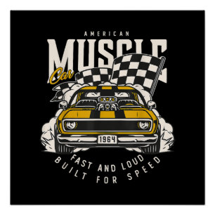Poster Drapeau vintage American Muscle Car Racing