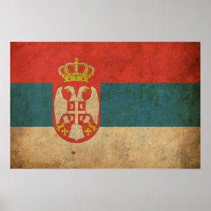 Poster Drapeau vintage de la Serbie