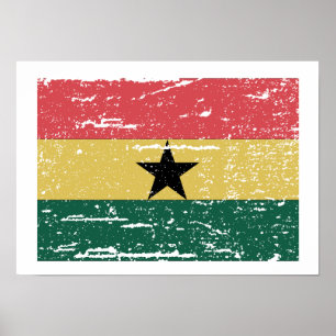 Poster Drapeau vintage du Ghana