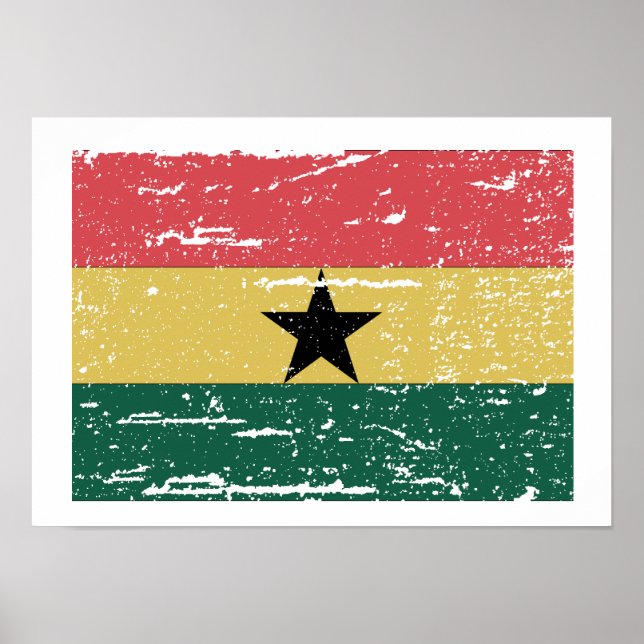 Poster Drapeau vintage du Ghana (Devant)