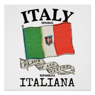 Poster Drapeau vintage du pays Italie
