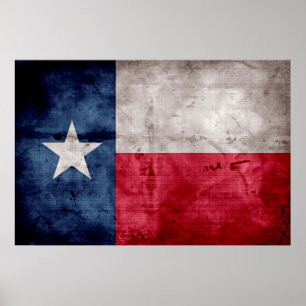 Poster Drapeau vintage patiné d'état du Texas