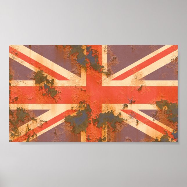 Poster Drapeau vintage rouillé du Royaume-Uni (Devant)
