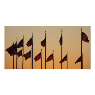 Poster Drapeaux au coucher du soleil Patriotique américai